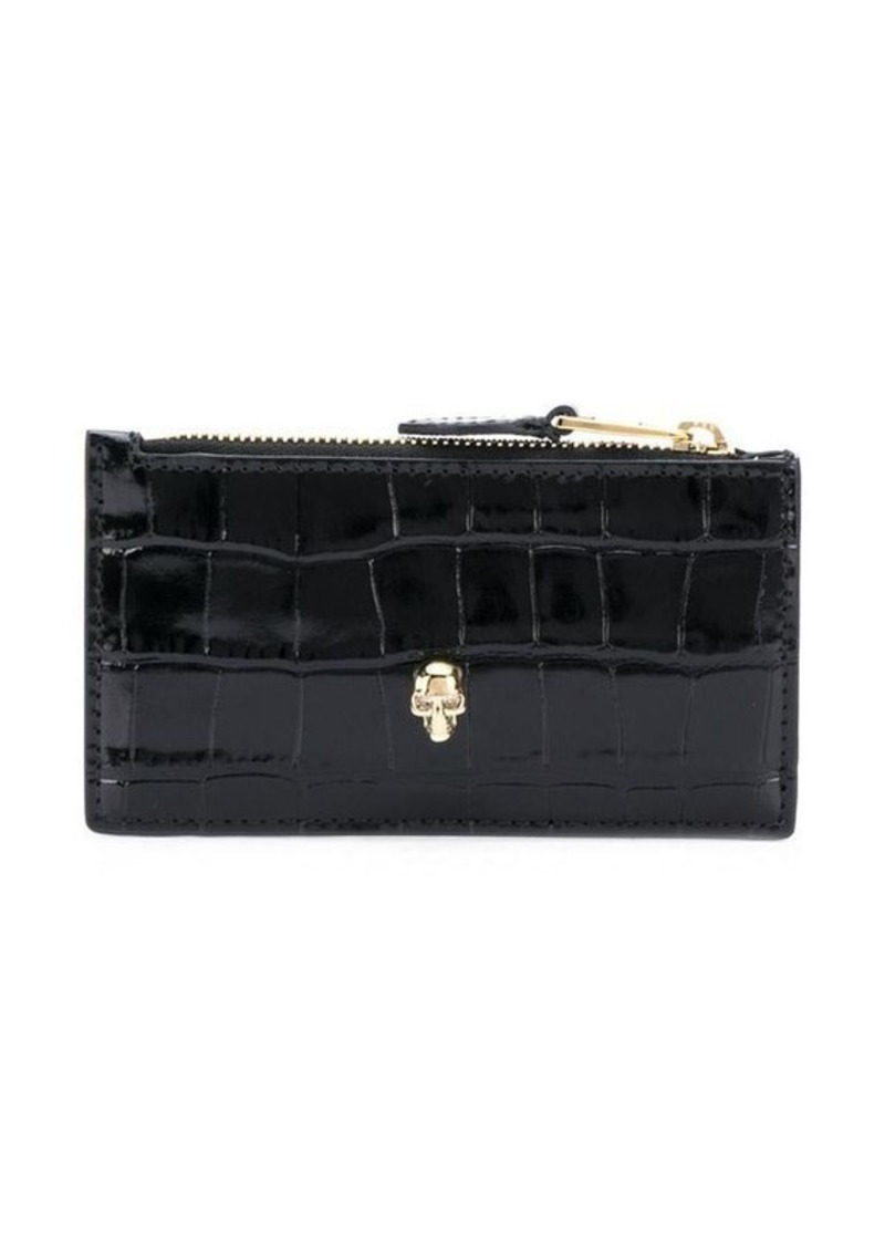 ALEXANDER MCQUEEN Skull zipped leather credit card case