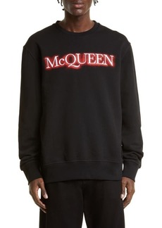 Alexander McQueen Spray Paint Logo Cotton Graphic Sweatshirt in Black/Mix at Nordstrom