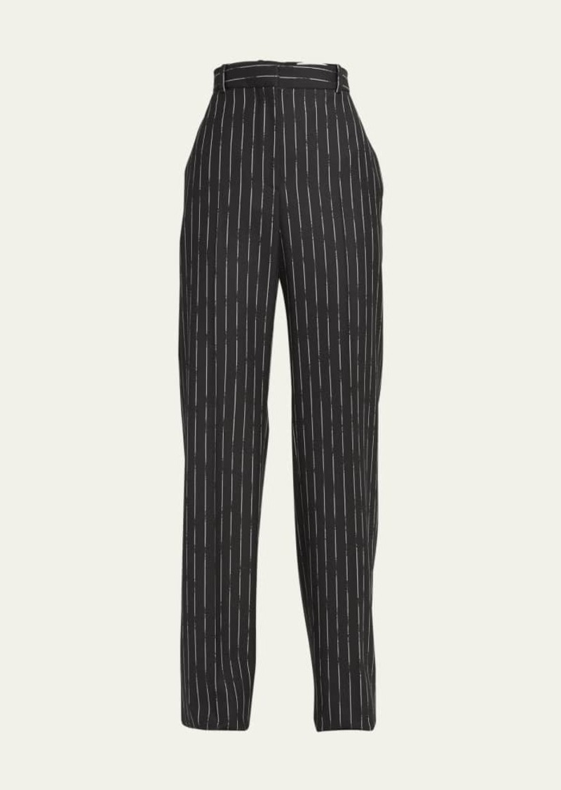 Alexander McQueen Straight-Leg Pinstripe Wool Trousers