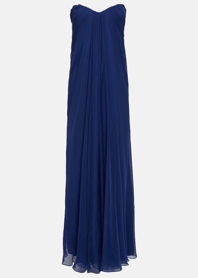 Alexander McQueen Strapless draped silk chiffon gown