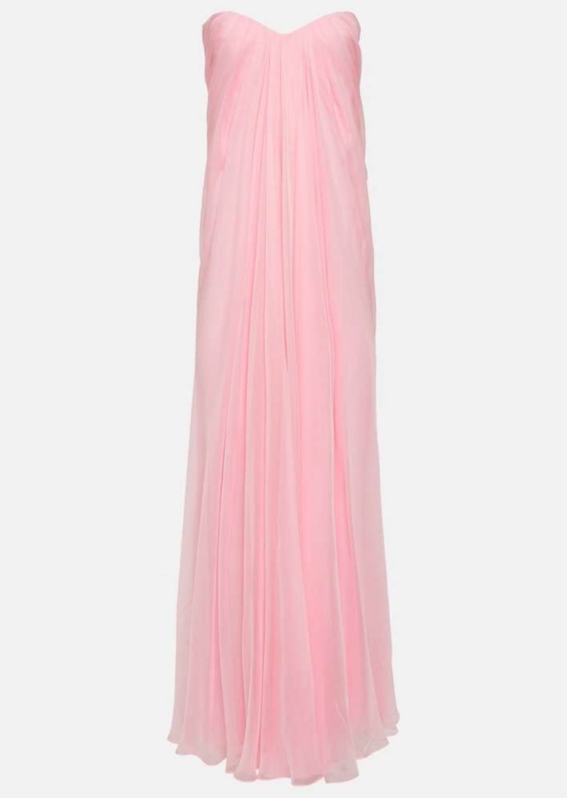 Alexander McQueen Strapless draped silk chiffon gown