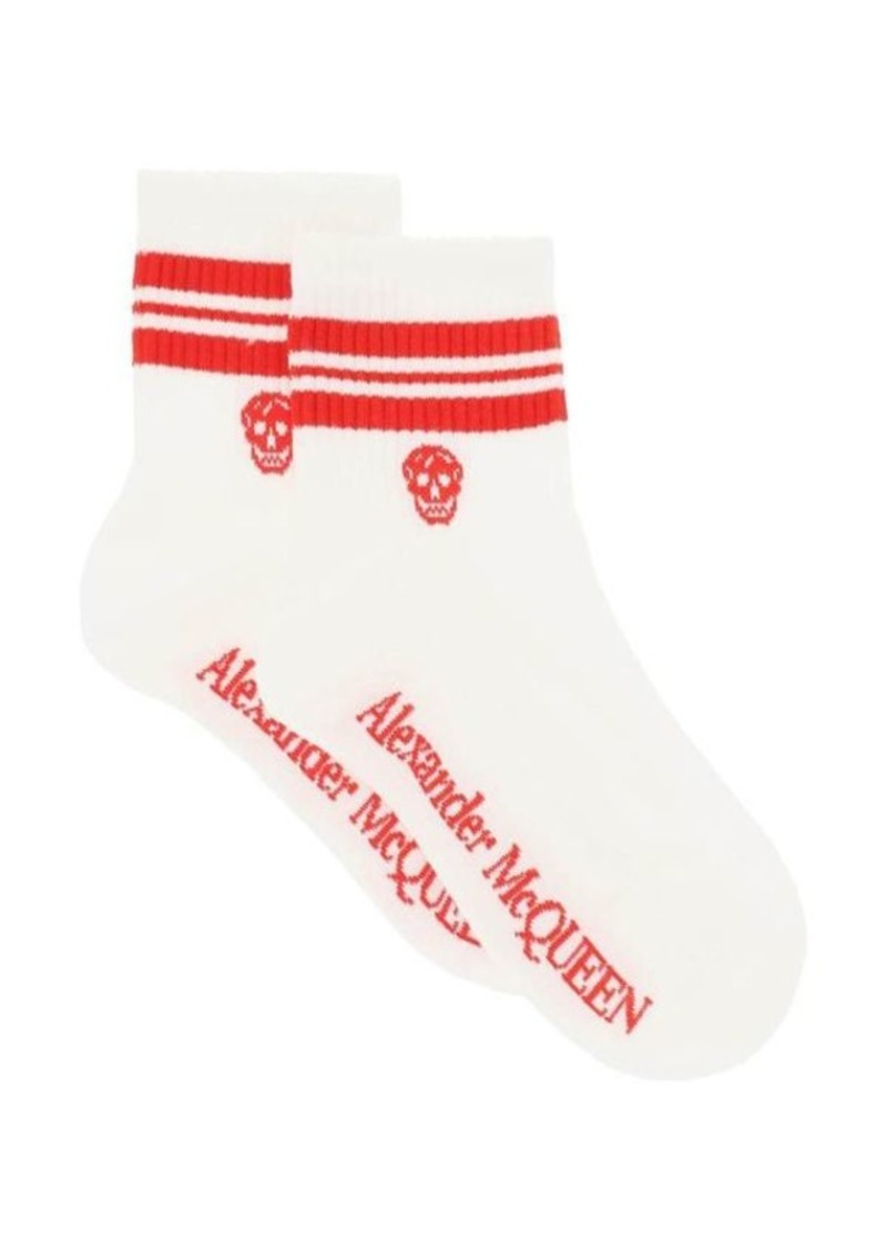 Alexander mcqueen stripe skull sports socks
