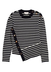 Alexander McQueen Striped Wool Blend Pullover in Navy/Ivory/Gold at Nordstrom