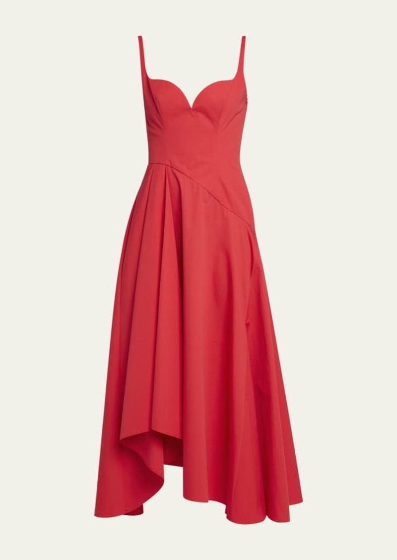 Alexander McQueen Sweetheart Midi Dress with Asymmetric Skirt