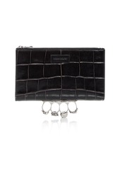 Alexander McQUEEN The Knuckle Small Croc Embossed Leather Zip Pouch