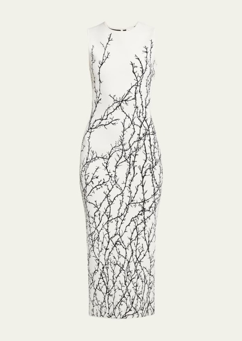 Alexander McQueen Thorn Embroidered Jacquard Midi Dress