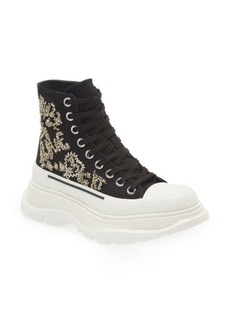 Alexander McQueen Tread Slick Embroidered Graffiti High Top Sneaker in Black/Embroidered at Nordstrom