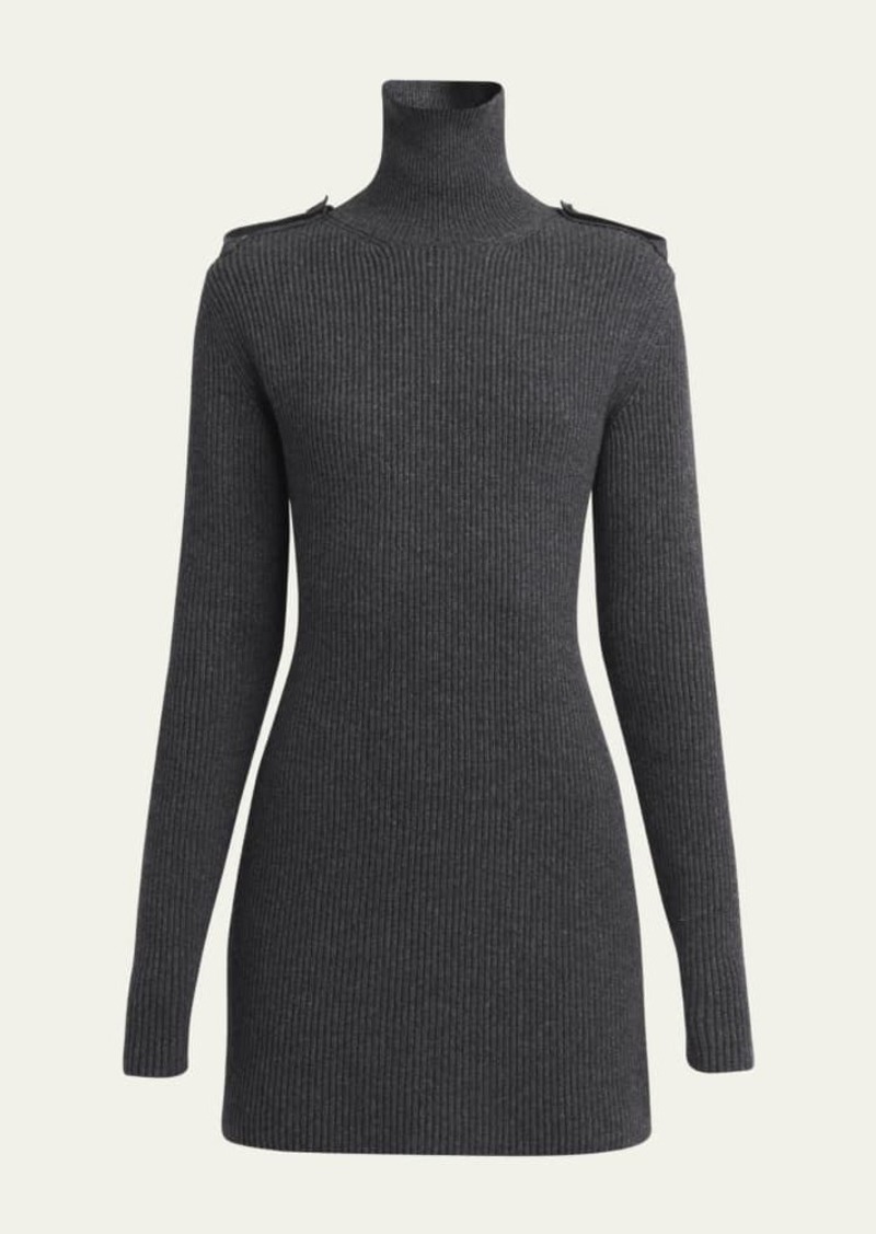 Alexander McQueen Turtleneck Wool Cashmere Mini Dress