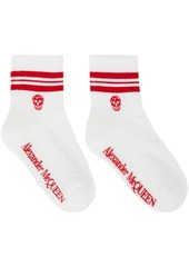 Alexander McQueen White & Red Stripe Skull Sport Short Socks