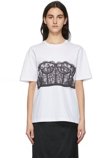 Alexander McQueen White Bustier Print T-Shirt