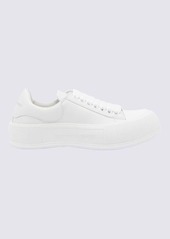 ALEXANDER MCQUEEN WHITE LEATHER DECK PLIMSOLL SNEAKERS