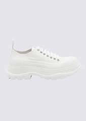 ALEXANDER MCQUEEN WHITE LEATHER TREAD SLICK LACE-UP