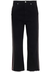 Alexander Mcqueen Woman Cropped Striped High-rise Straight-leg Jeans Black