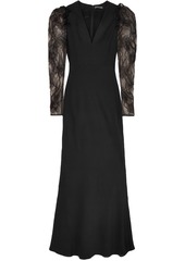 Alexander Mcqueen Woman Embroidered Tulle And Crepe Gown Black