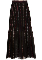 Alexander Mcqueen Woman Metallic Crochet-knit Silk-blend Midi Skirt Black