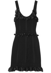 Alexander Mcqueen Woman Ruffle-trimmed Cloqué-knit Mini Dress Black