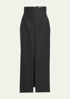 Alexander McQueen Wool Pinstripe Pencil Skirt with Slit