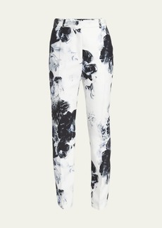 Alexander McQueen X-Ray Floral Print Straight-Leg Trousers