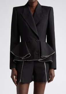 Alexander McQueen Zip Ruffle Wool & Mohair Blend Jacket