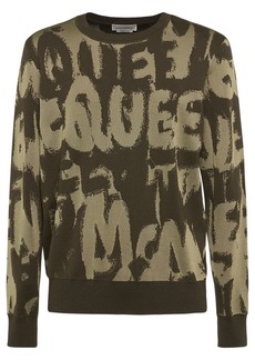 Alexander McQueen All Over Logo Wool Blend Sweater