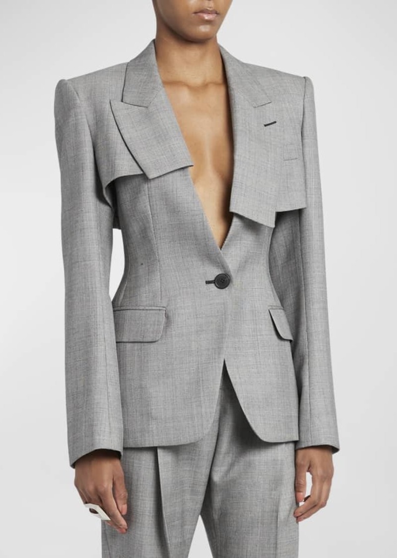 Alexander McQueen Asymmetric Layered Single-Breasted Blazer Jacket