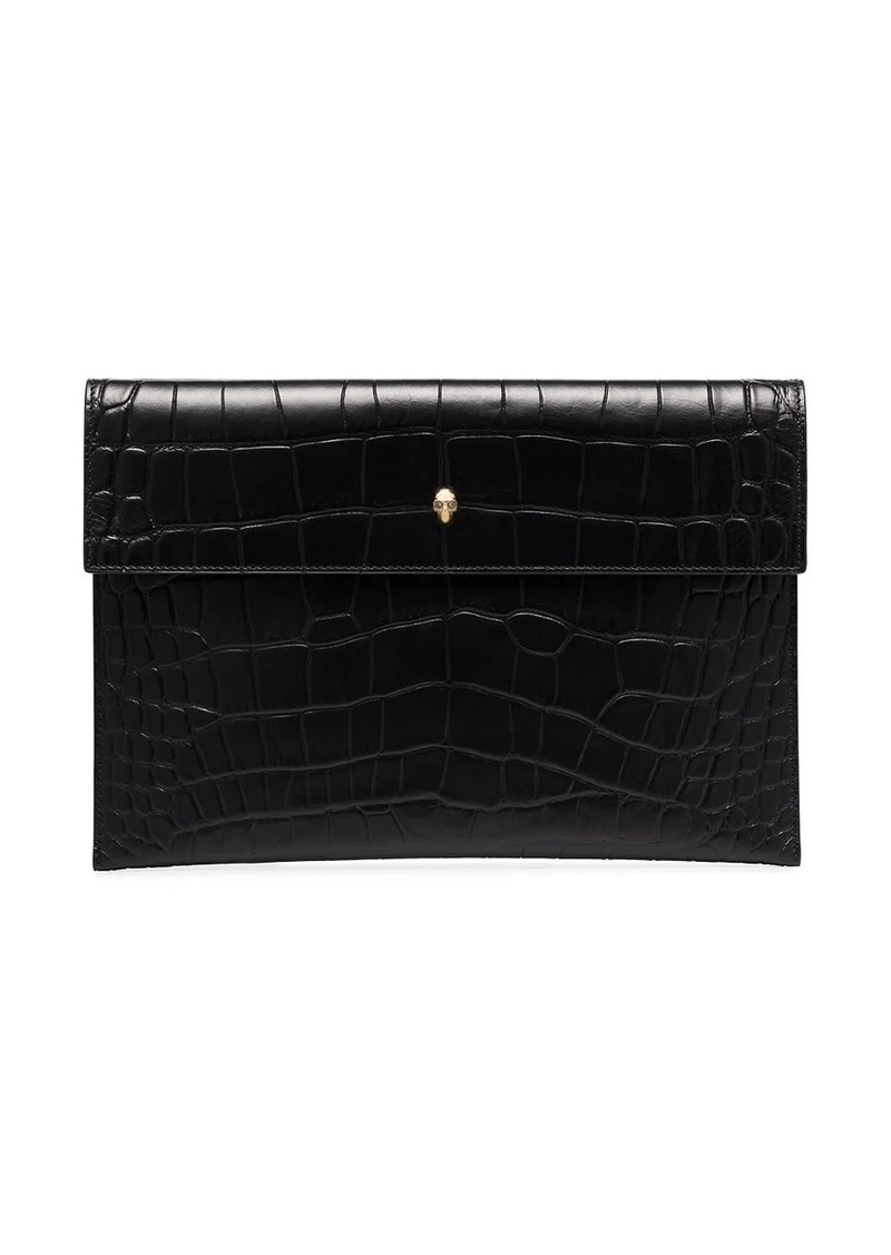 Alexander McQueen croc effect envelope clutch bag