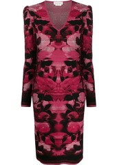 Alexander McQueen blurred rose jacquard fitted dress