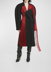 Alexander McQueen Brushstroke Embroidered Fringe Double-Breasted Long Coat