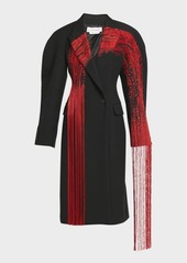 Alexander McQueen Brushstroke Embroidered Fringe Double-Breasted Long Coat