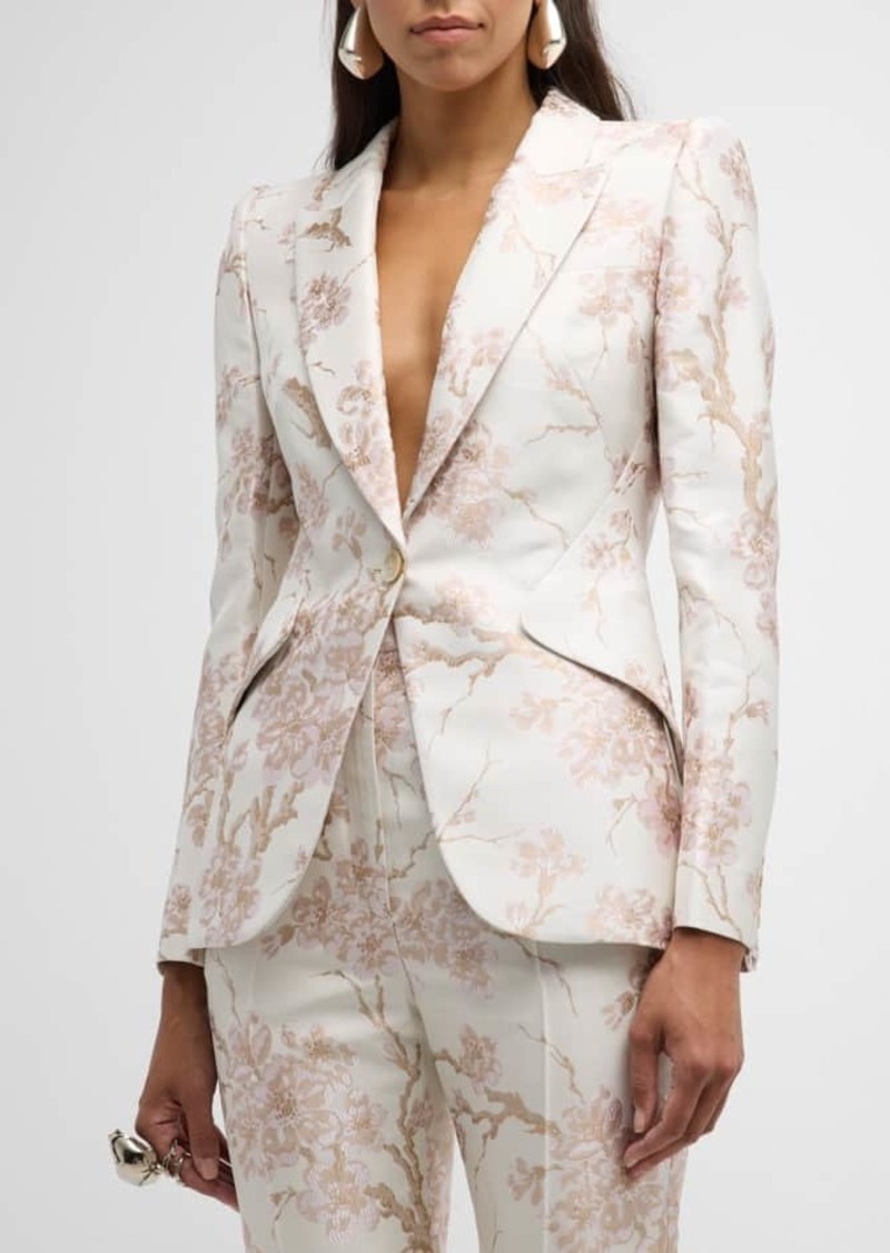 Alexander McQueen Cherry Blossom Jacquard Blazer Jacket