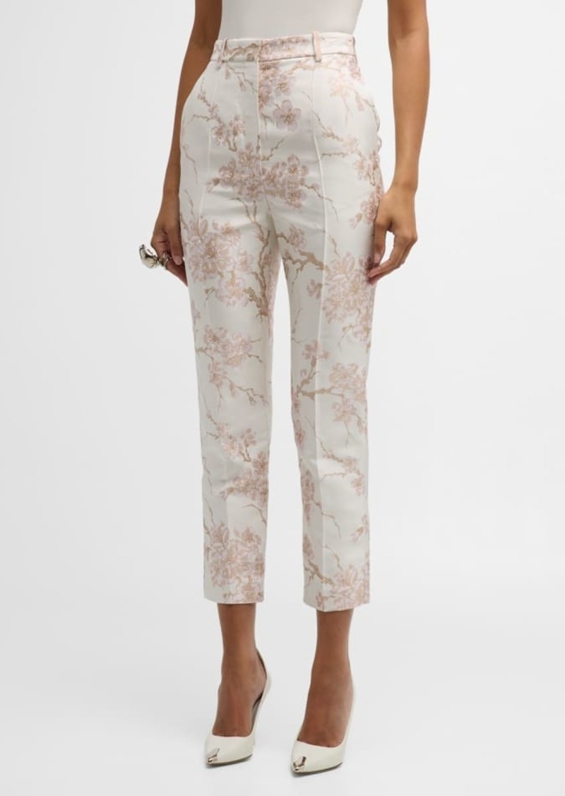 Alexander McQueen Cherry Blossom Jacquard Cigarette Trousers