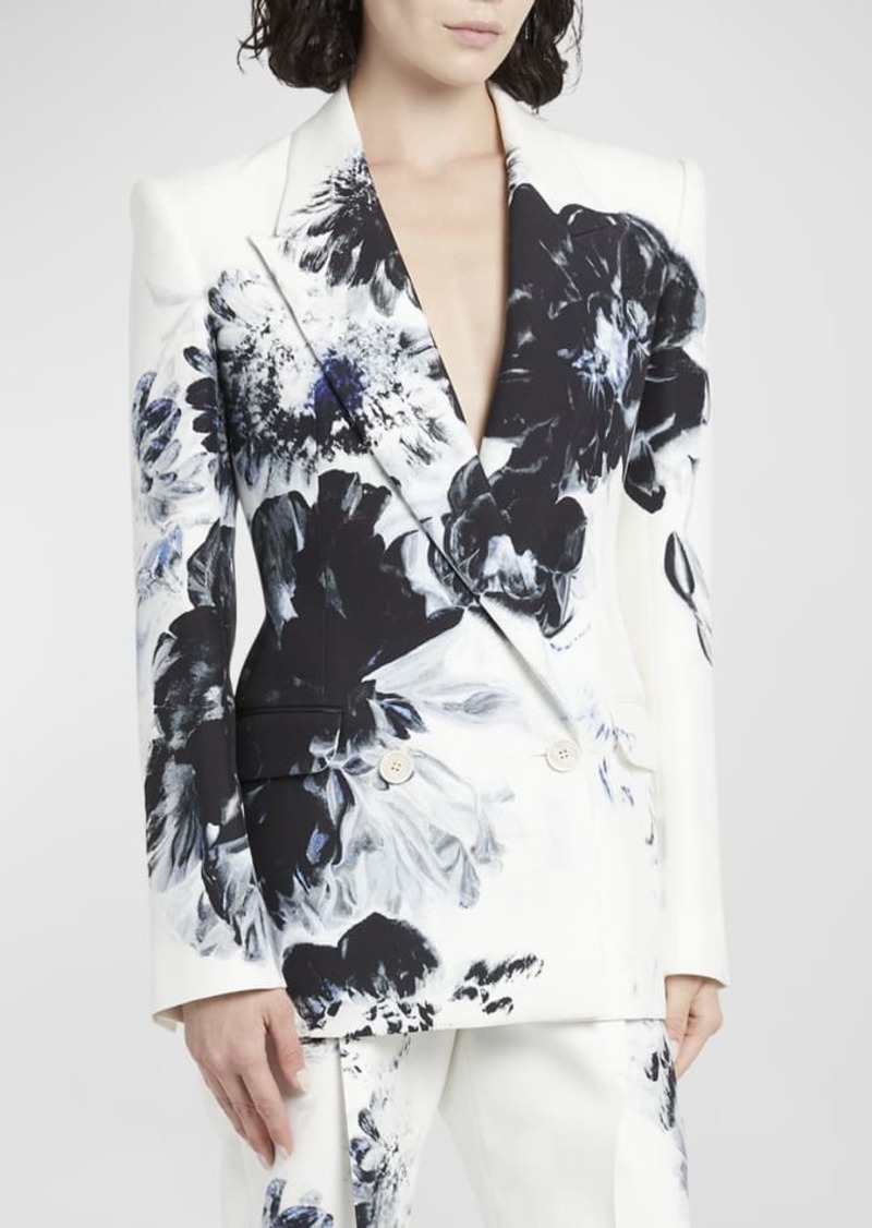 Alexander McQueen Chiaro-Print Double-Breasted Blazer Jacket