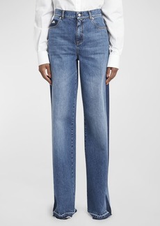 Alexander McQueen Contrast Wide-Leg Denim Jeans