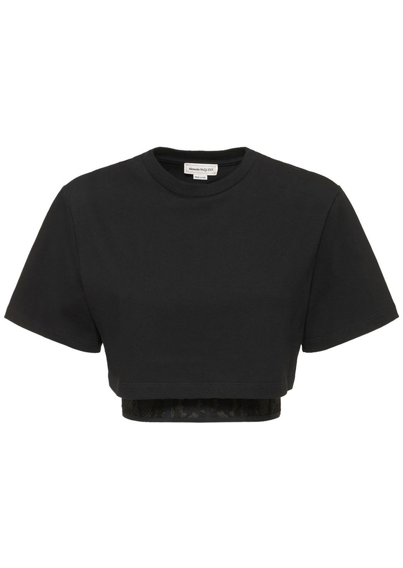 Alexander McQueen Cotton Jersey T-shirt W/ Lace Details