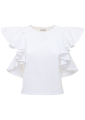 Alexander McQueen Cotton Jersey T-shirt W/ruffled Sleeves