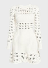 Alexander McQueen Crochet-Panel Long-Sleeve Mini Dress