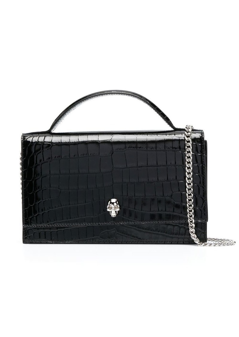 Alexander McQueen crocodile-effect patent leather shoulder bag