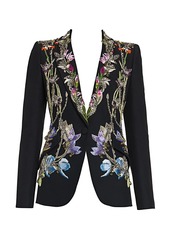 Alexander McQueen Crystal-Embellished Floral Embroidered Blazer