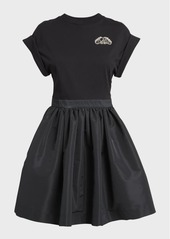 Alexander McQueen Crystal Logo Short-Sleeve Mini T-Shirt Dress