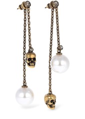 Alexander McQueen Crystal Pearl Skull Earrings