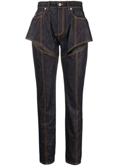 Alexander McQueen cutout high-rise tapered jeans