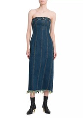 Alexander McQueen Denim Strapless Midi-Dress