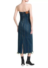 Alexander McQueen Denim Strapless Midi-Dress