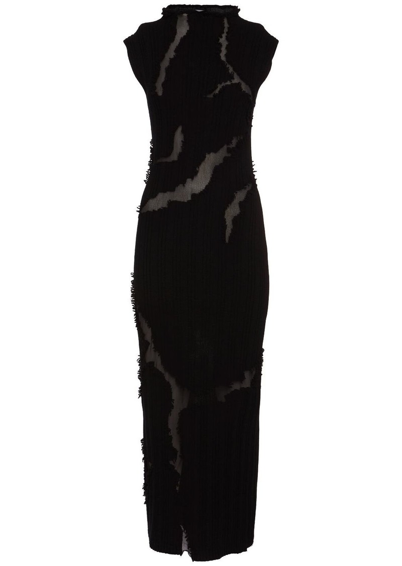 Alexander McQueen Destroyed Wool Blend Midi Dress