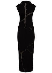 Alexander McQueen Destroyed Wool Blend Midi Dress