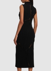 Alexander McQueen Destroyed Wool Blend Midi Dress