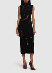 Alexander McQueen Destroyed Wool Blend Midi Dress