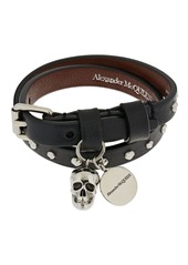 Alexander McQueen Double Wrap Leather Bracelet W/ Studs