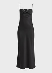 Alexander McQueen Draped Bustier Sleeveless Silk Midi Evening Dress