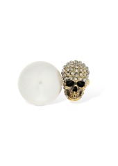 Alexander McQueen Embellished Skull & Pearl Ring